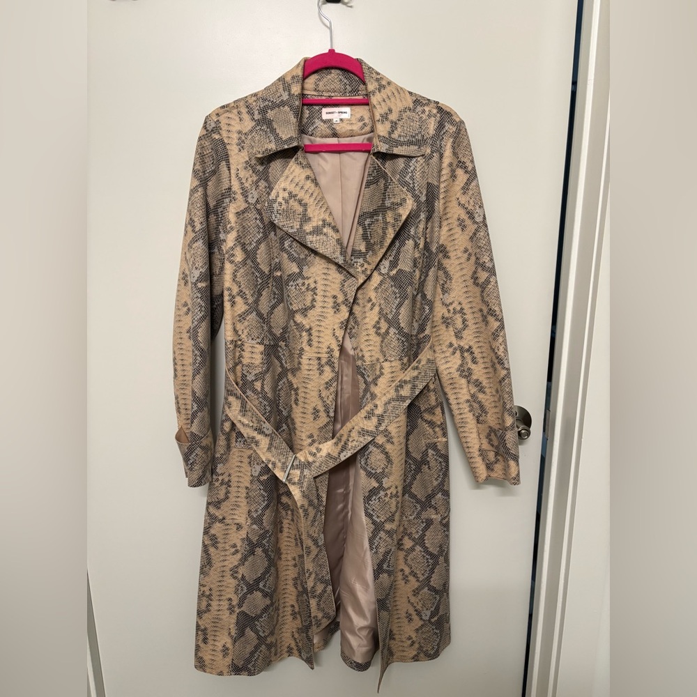 Chic Snakeskin Pattern Trench Coat
